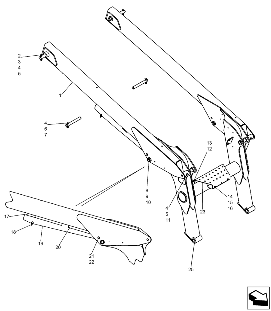 Схема запчастей Case 440 - (09-01) - LOADER LIFT (09) - CHASSIS