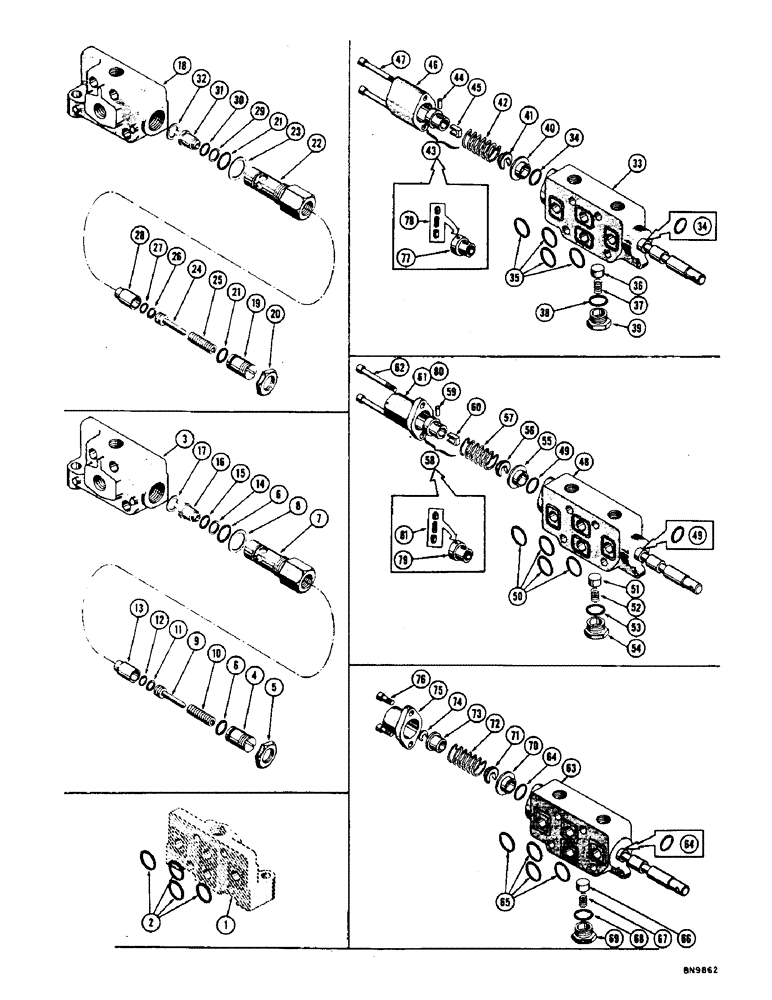 Схема запчастей Case 1000 - (300) - EQUIPMENT CONTROL VALVE SECTIONS (07) - HYDRAULIC SYSTEM