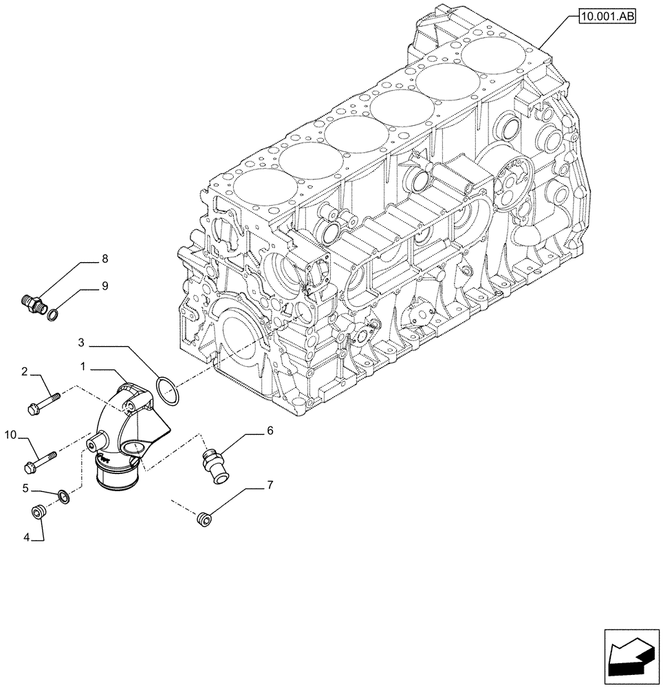 Схема запчастей Case F2CFE614G B002 - (10.400.AQ) - RADIATOR HOSE (10) - ENGINE