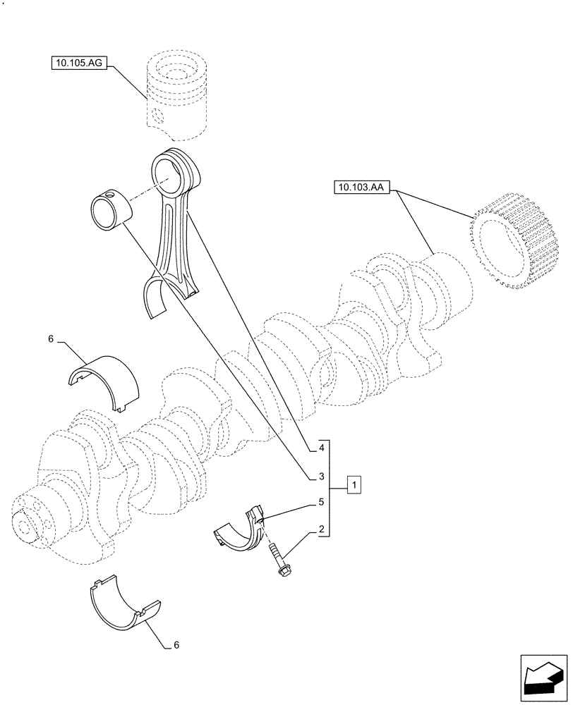 Схема запчастей Case F2CFE614G B003 - (10.105.AB) - CONNECTING ROD (10) - ENGINE