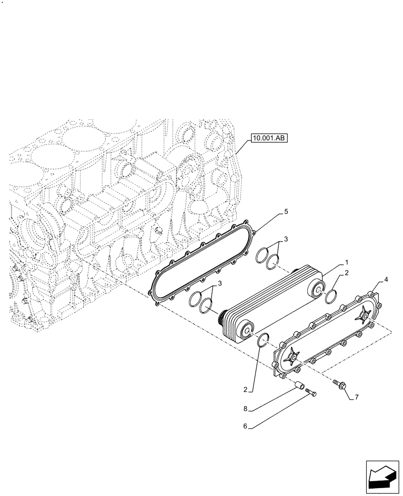 Схема запчастей Case F2CFE614G B003 - (10.408.AC) - ENGINE, HEAT EXCHANGER (10) - ENGINE