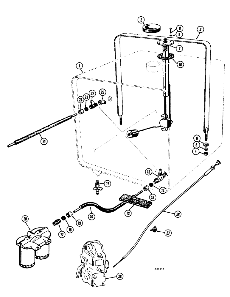 Схема запчастей Case W8E - (152) - FUEL TANK, DIESEL ENGINE (03) - FUEL SYSTEM