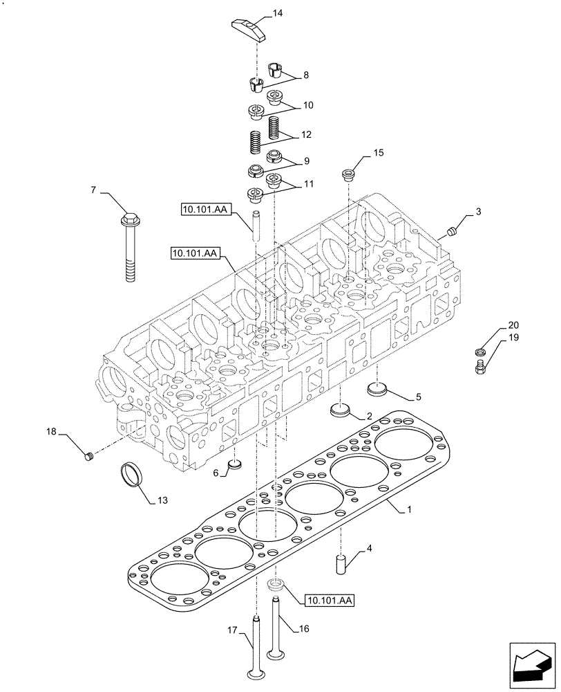 Схема запчастей Case F2CFE614G B003 - (10.101.AM) - VALVE (10) - ENGINE