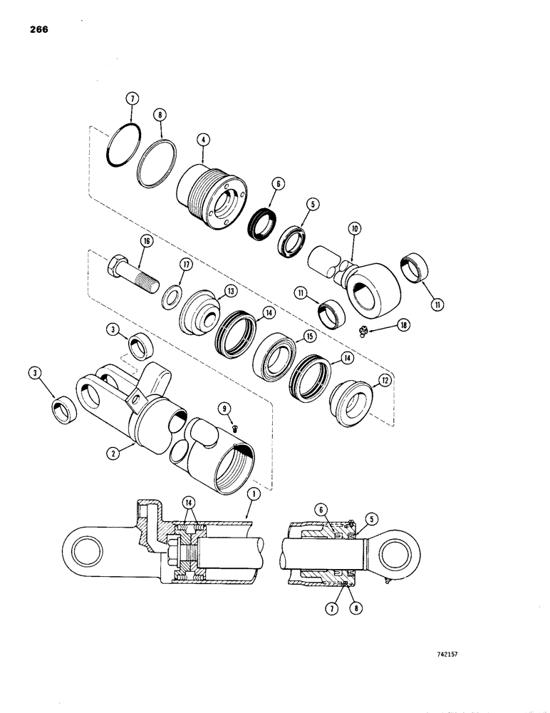 Схема запчастей Case 1150B - (266) - G33995 BUCKET AND FELLER BUNCHER TILT CYLINDER, GLAND HAS NO I.D. MARKINGS (07) - HYDRAULIC SYSTEM