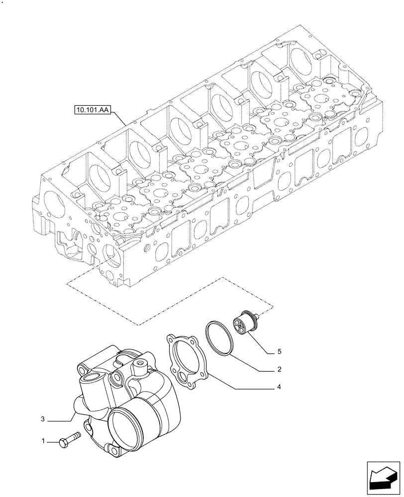 Схема запчастей Case F2CFE614G B003 - (10.400.BC) - THERMOSTAT (10) - ENGINE