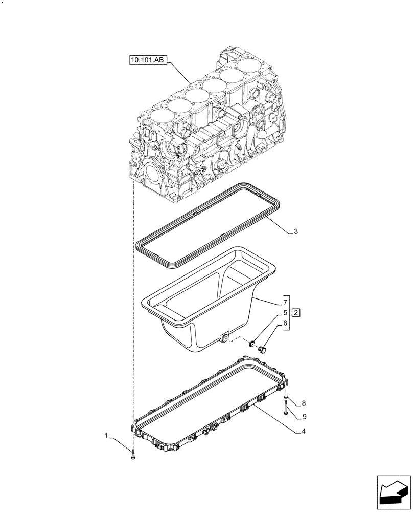 Схема запчастей Case F2CFE614G B002 - (10.102.AP) - ENGINE OIL PAN (10) - ENGINE