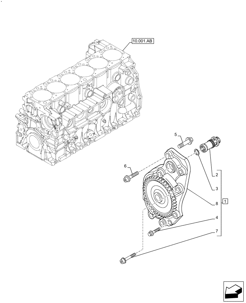 Схема запчастей Case F2CFE614G B003 - (10.304.AC) - ENGINE OIL PUMP (10) - ENGINE