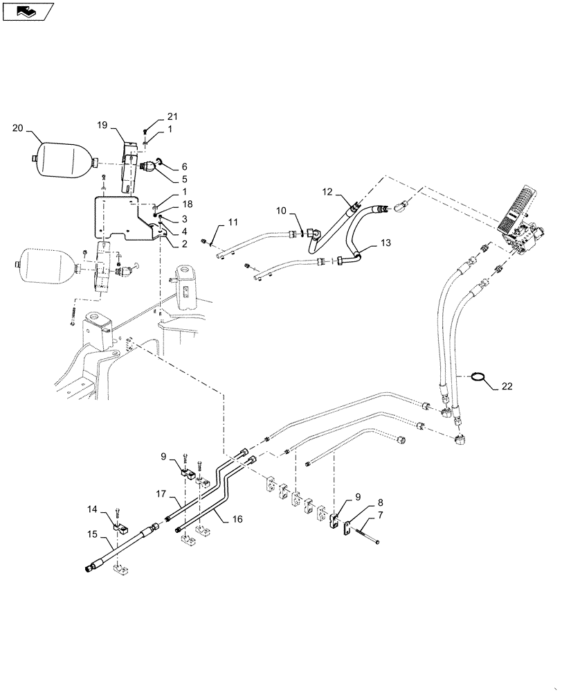 Схема запчастей Case 821F - (33.202.AA) - BRAKE ACCUMULATOR HYDRAULIC LINES (33) - BRAKES & CONTROLS