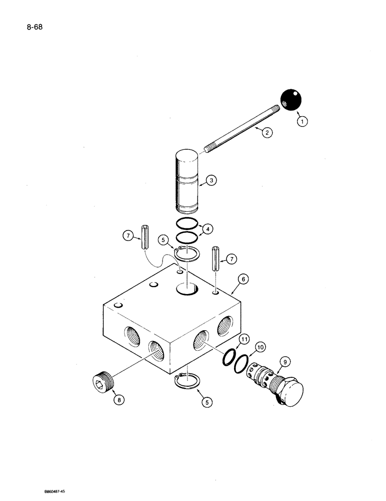 Схема запчастей Case 360 - (8-68) - PLOW AND REAR ATTACHMENT AUXILIARY HYDRAULICS - CONTROL VALVE (08) - HYDRAULICS