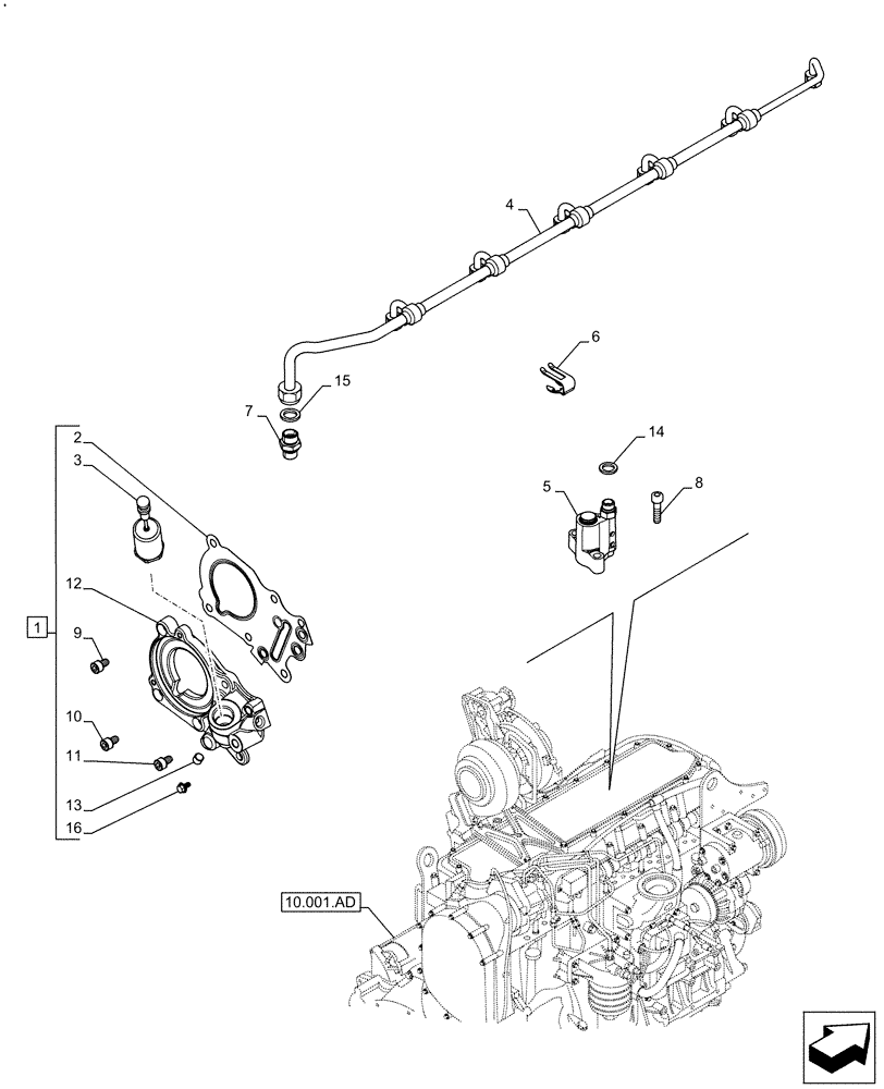 Схема запчастей Case F2CFE614G B002 - (10.120.AA) - ENGINE, BRAKE (10) - ENGINE