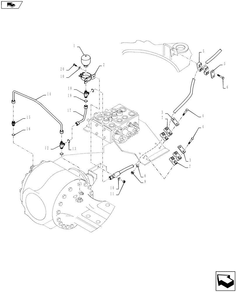 Схема запчастей Case 921F - (33.202.BI) - FRONT ACCUMULATOR AND BRAKE LINES (33) - BRAKES & CONTROLS