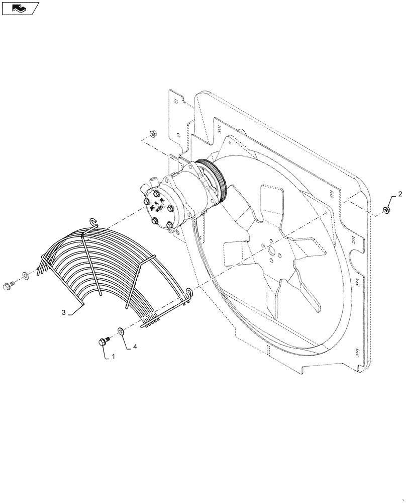 Схема запчастей Case SR220 - (90.102.AM) - FAN GUARD (90) - PLATFORM, CAB, BODYWORK AND DECALS