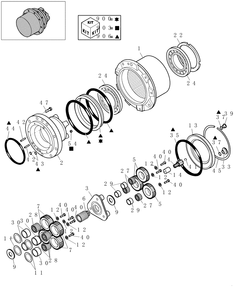 Схема запчастей Case CX31B - (3.010A[01]) - MOTOR PROPEL - COMPONENTS (35) - HYDRAULIC SYSTEMS