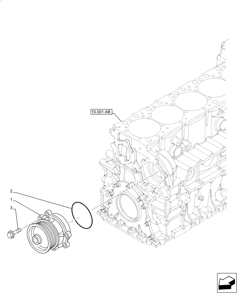 Схема запчастей Case F2CFE614G B003 - (10.400.BB) - WATER PUMP (10) - ENGINE