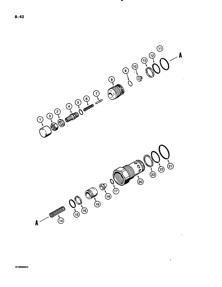 Схема запчастей Case 621 - (8-42) - CIRCUIT RELIEF VALVE, 1978297C1 (08) - HYDRAULICS