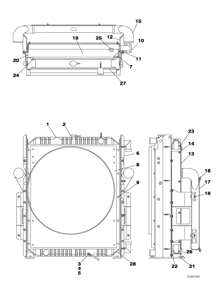 Схема запчастей Case CX460 - (02-05) - RADIATOR ASSY (02) - ENGINE