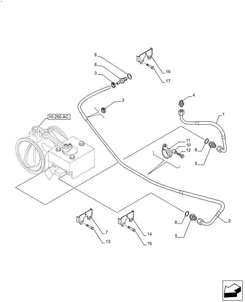 Схема запчастей Case F2CFE614G B003 - (10.250.AJ) - TURBOCHARGER, VALVE, LINE (10) - ENGINE