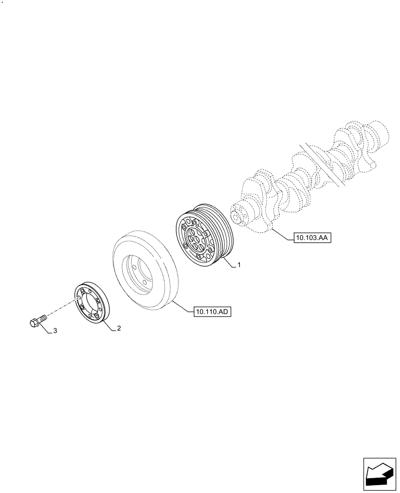 Схема запчастей Case F2CFE614G B002 - (10.103.AG) - CRANKSHAFT, PULLEY (10) - ENGINE