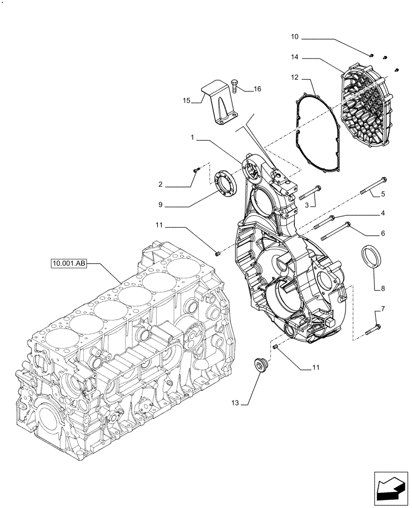 Схема запчастей Case F2CFE614G B003 - (10.102.AK) - CRANKCASE, COVER (10) - ENGINE