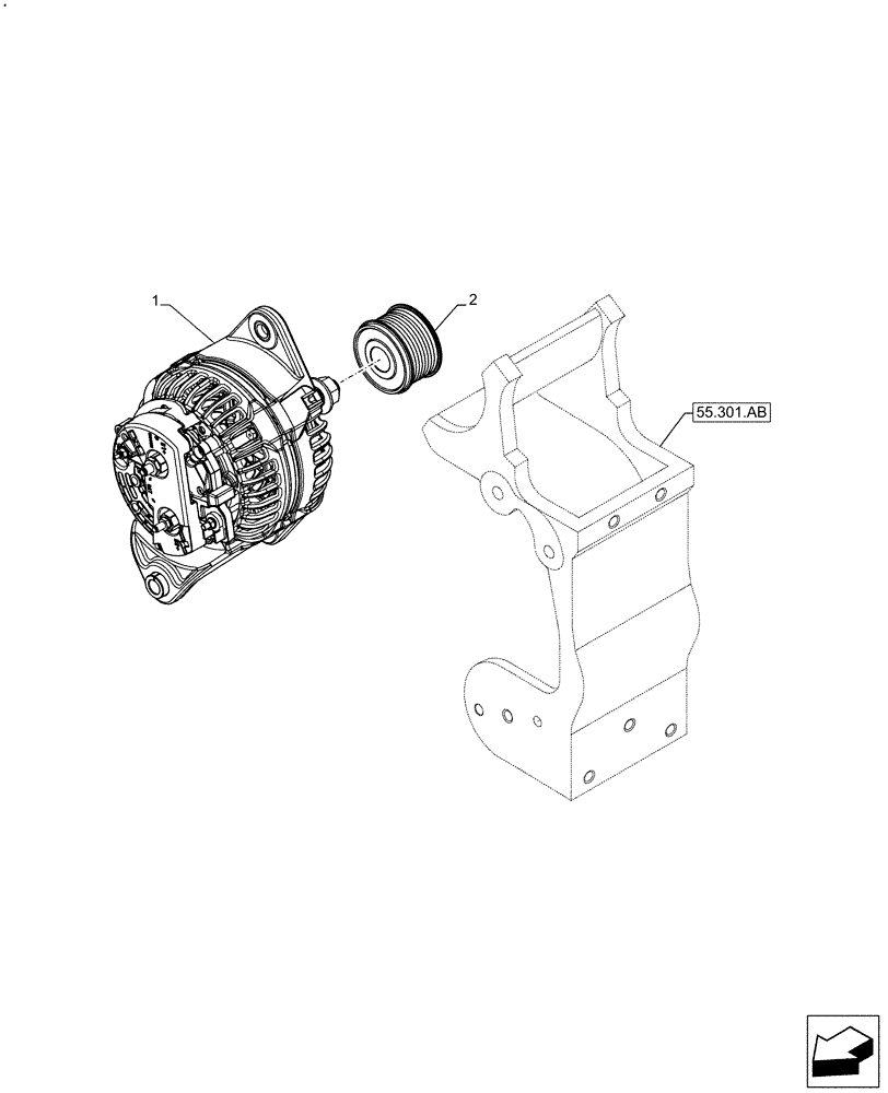 Схема запчастей Case F2CFE614G B003 - (55.301.AA) - ALTERNATOR (55) - ELECTRICAL SYSTEMS