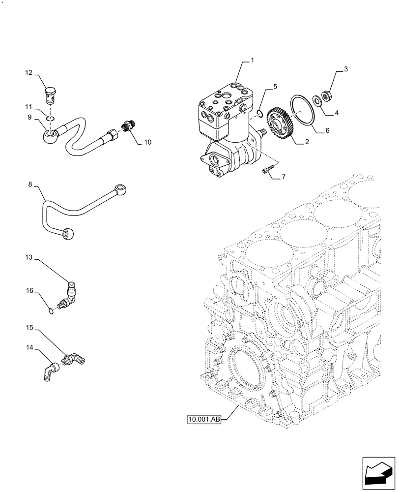 Схема запчастей Case F2CFE614G B002 - (10.450.AA[01]) - AIR COMPRESSOR (10) - ENGINE