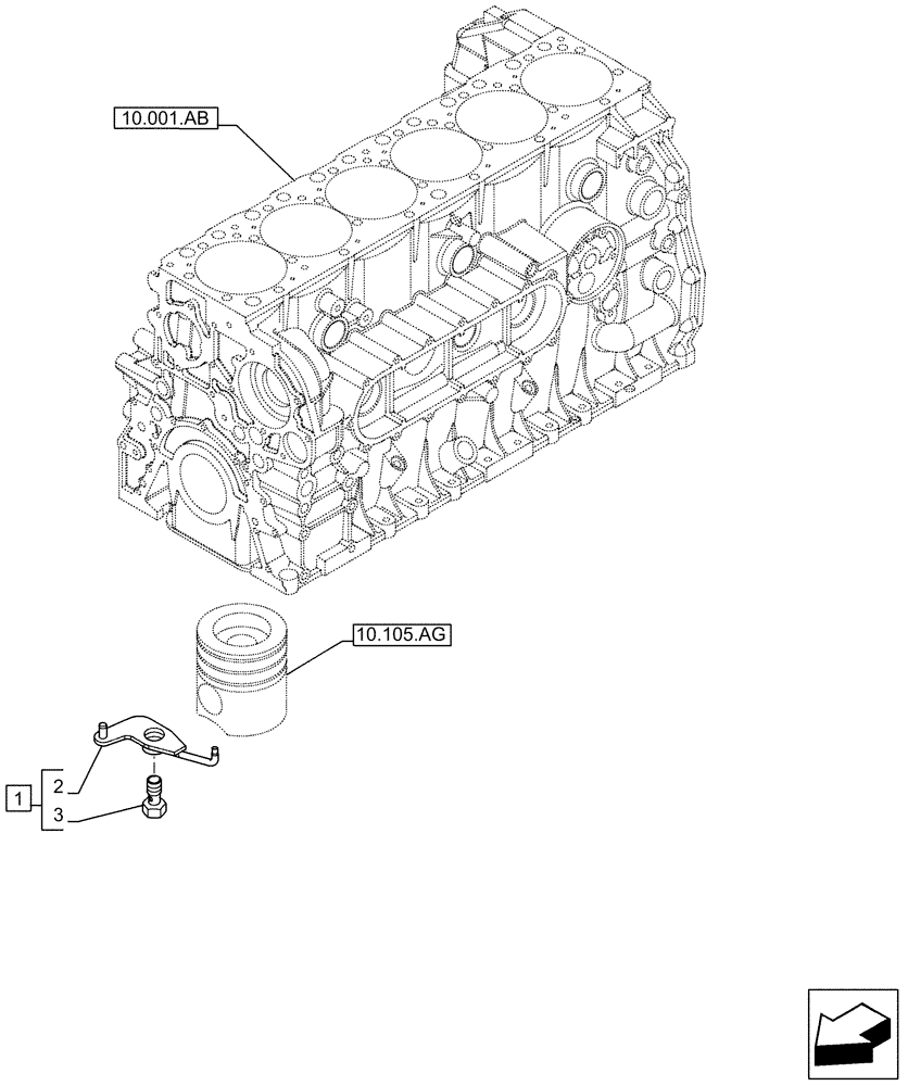 Схема запчастей Case F2CFE614G B003 - (10.304.AR) - PISTON COOLING NOZZLE (10) - ENGINE