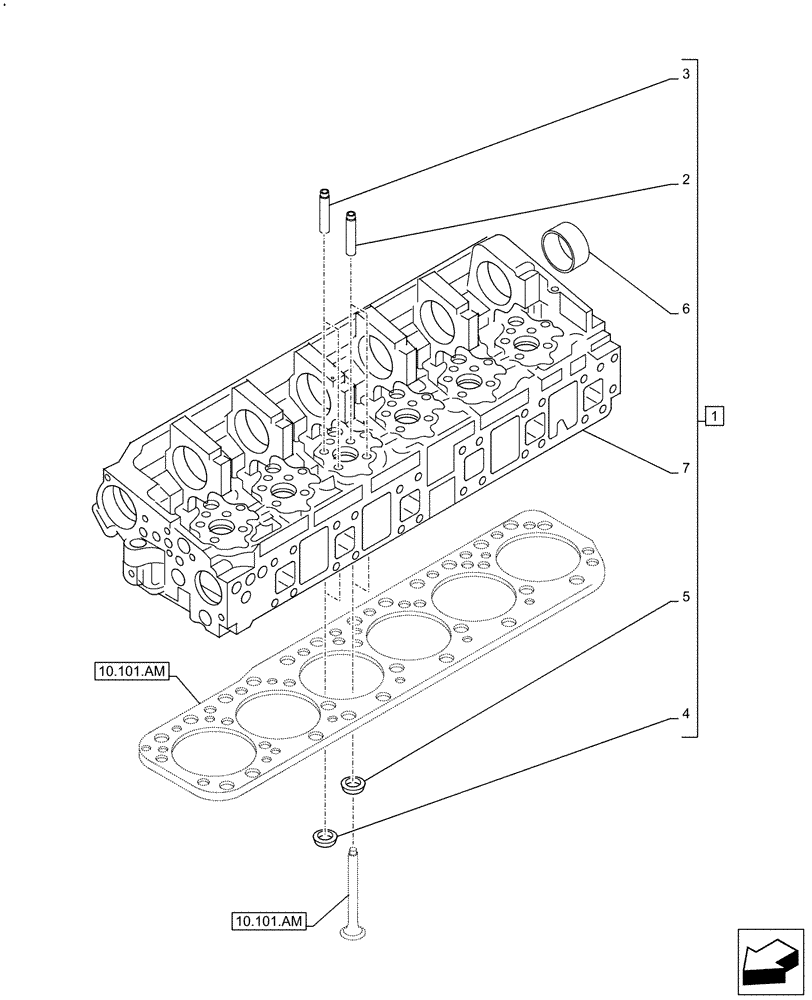 Схема запчастей Case F2CFE614G B003 - (10.101.AA) - CYLINDER HEAD (10) - ENGINE