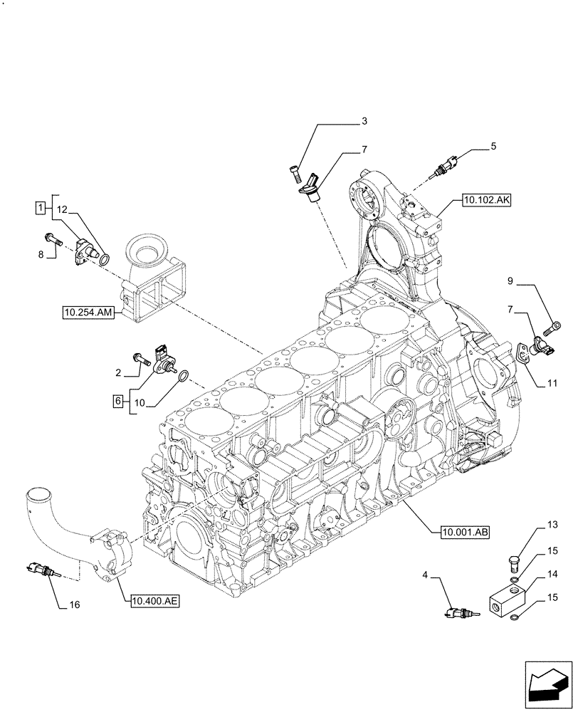 Схема запчастей Case F2CFE614G B003 - (55.015.AC) - ENGINE, SENSOR (55) - ELECTRICAL SYSTEMS