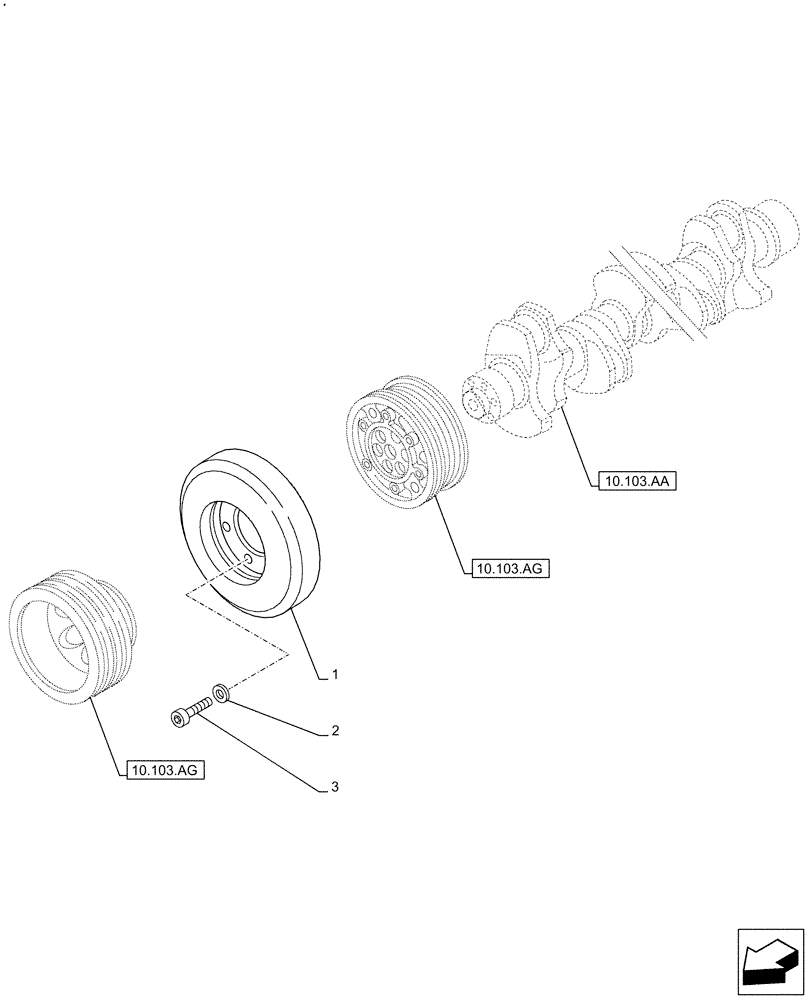 Схема запчастей Case F2CFE614G B003 - (10.110.AD) - CRANKSHAFT, DAMPER (10) - ENGINE