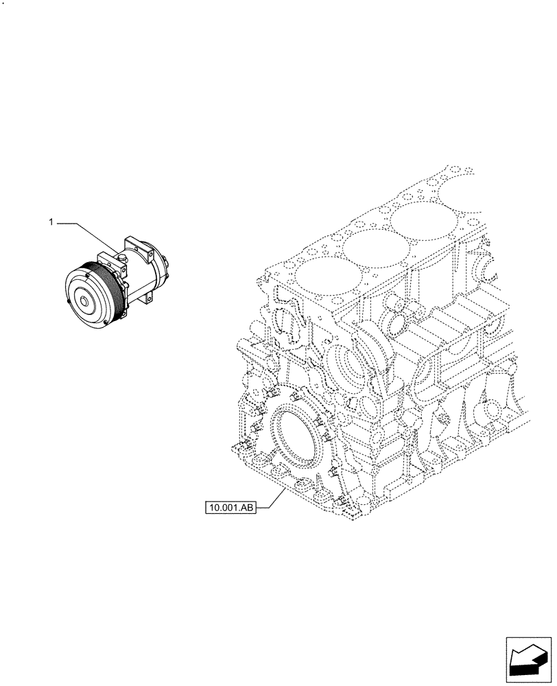 Схема запчастей Case F2CFE614G B002 - (50.200.AA) - AIR CONDITIONING COMPRESSOR (50) - CAB CLIMATE CONTROL