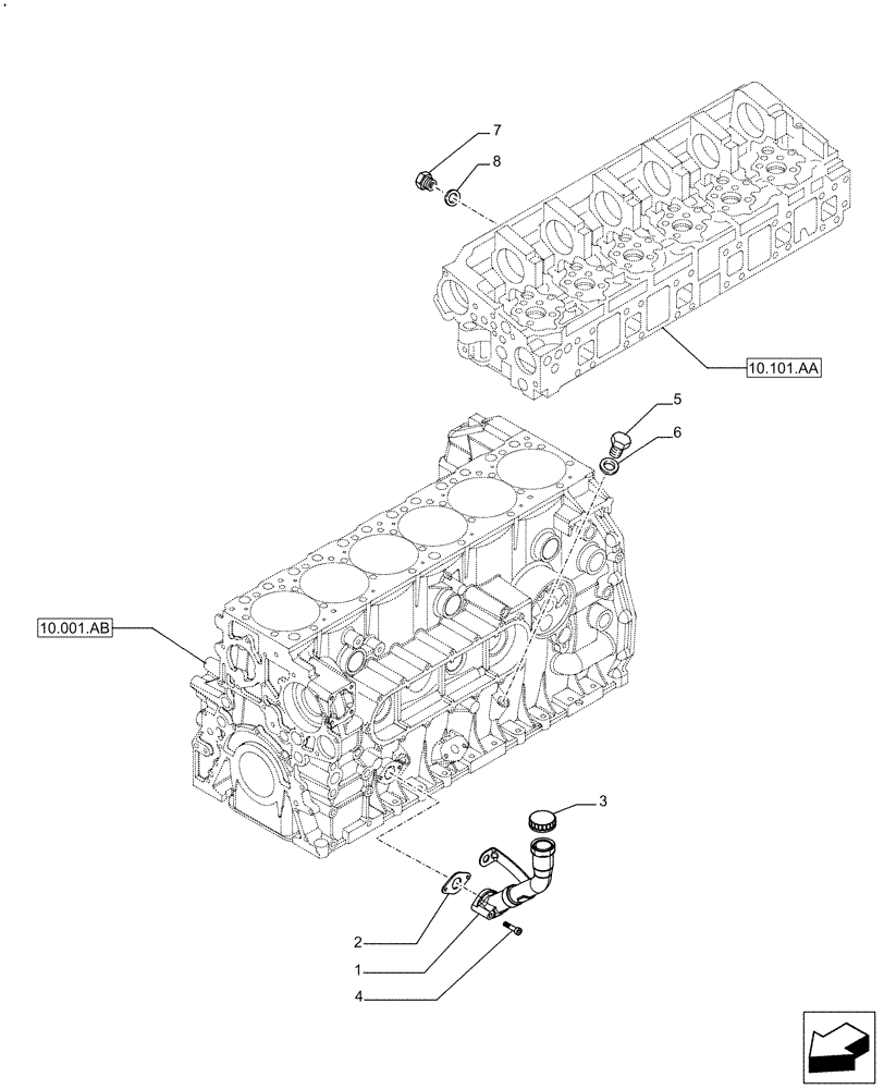 Схема запчастей Case F2CFE614G B003 - (10.304.AJ) - OIL, DIPSTICK (10) - ENGINE