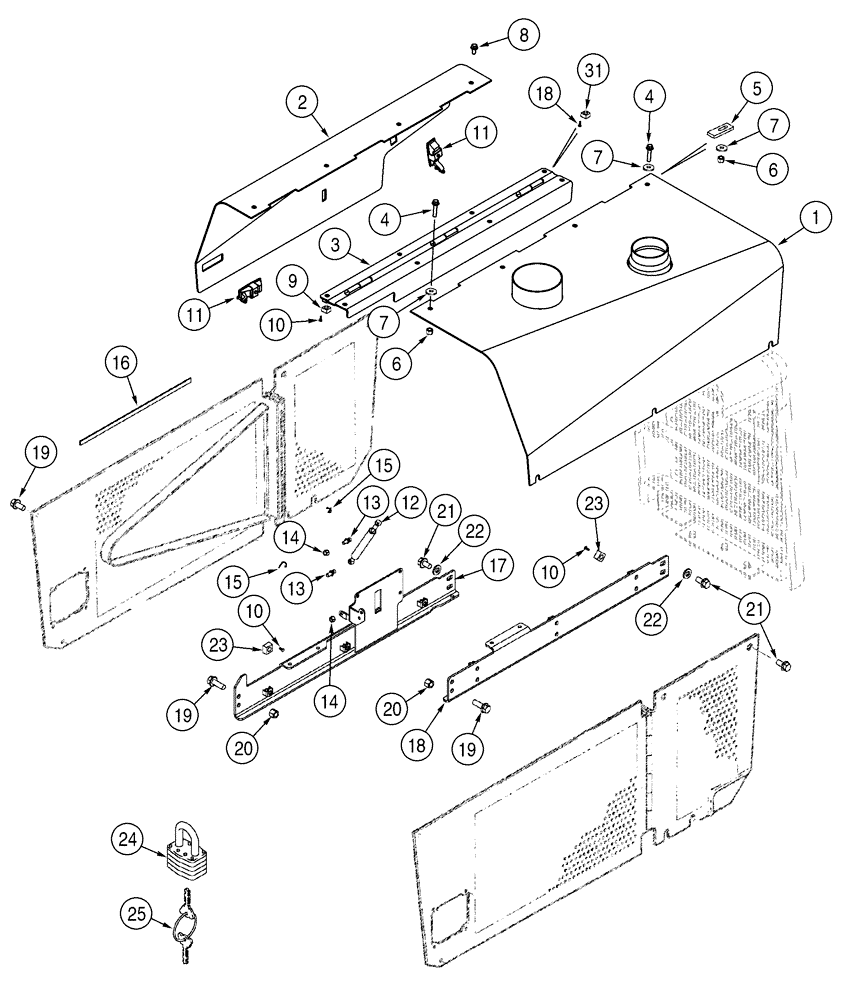 Схема запчастей Case 1150H - (09-13) - HOOD (09) - CHASSIS