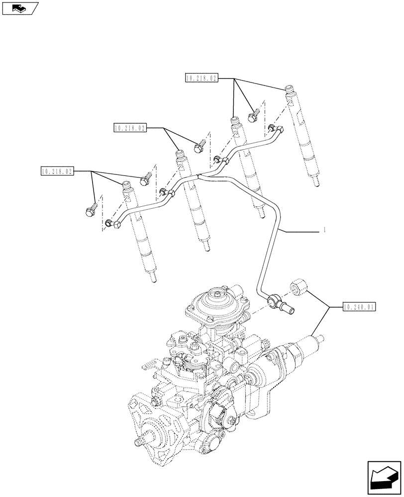 Схема запчастей Case SV250 - (10.218.01[02]) - INJECTION EQUIPMENT - PIPING (504207949) (10) - ENGINE