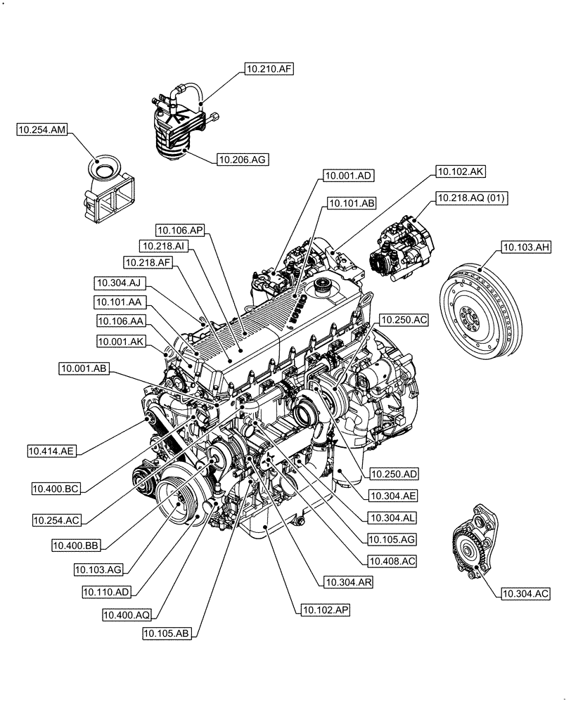 Схема запчастей Case F2CFE614G B002 - (00.000.10) - PICTORIAL INDEX - ENGINE (00) - GENERAL & PICTORIAL INDEX