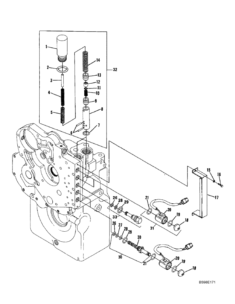 Схема запчастей Case 688G - (6-46) - TRANSMISSION, MODULATOR VALVES AND SOLENOID CARTRIDGES (06) - POWER TRAIN