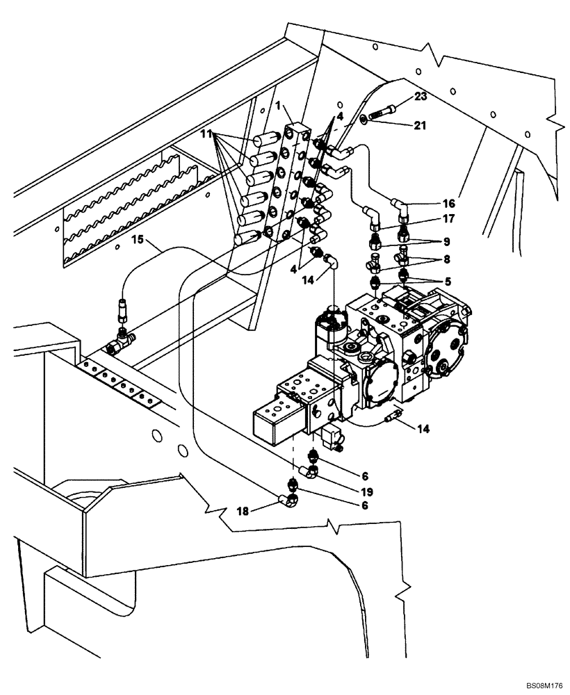 Схема запчастей Case SV212 - (35.700.05[02]) - LINES, HYDRAULIC DIAGNOSTIC (ACE) - ASN DDD003016 (35) - HYDRAULIC SYSTEMS