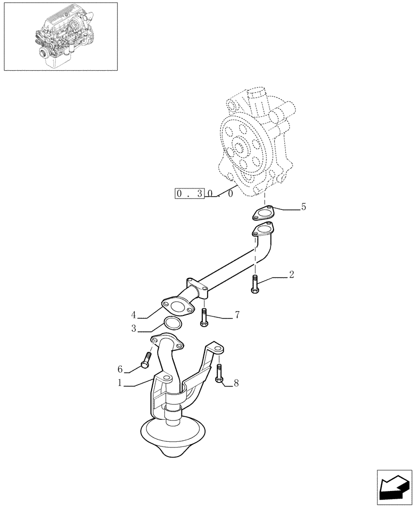 Схема запчастей Case F3AE0684E B006 - (0.30.5[01]) - OIL PUMP PIPING (500338694) 
