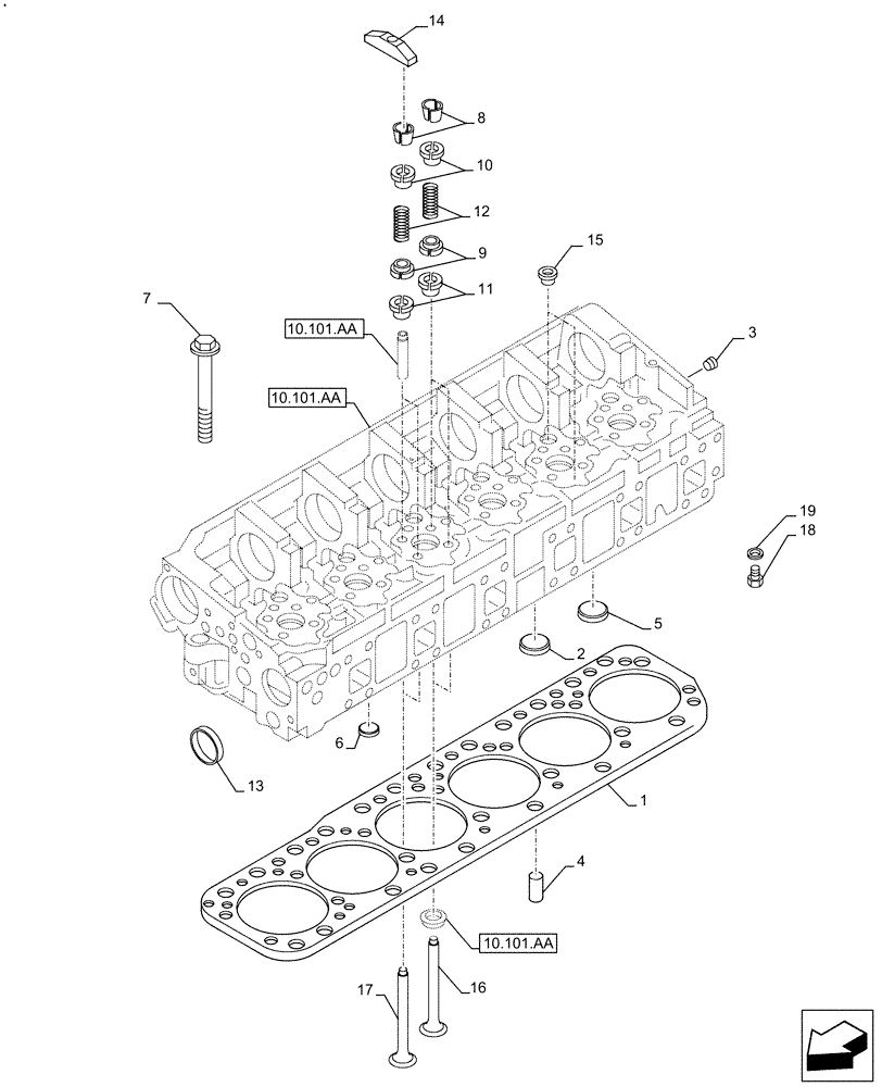 Схема запчастей Case F2CFE614G B002 - (10.101.AM) - VALVE (10) - ENGINE