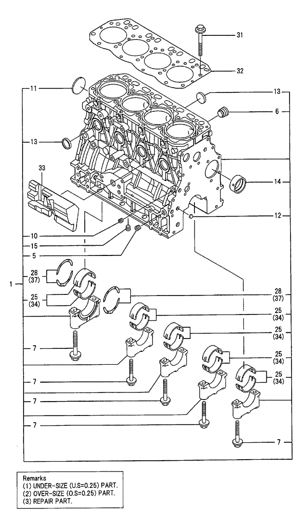 Схема запчастей Case CX50B - (09-001) - CYLINDER BLOCK ENGINE COMPONENTS