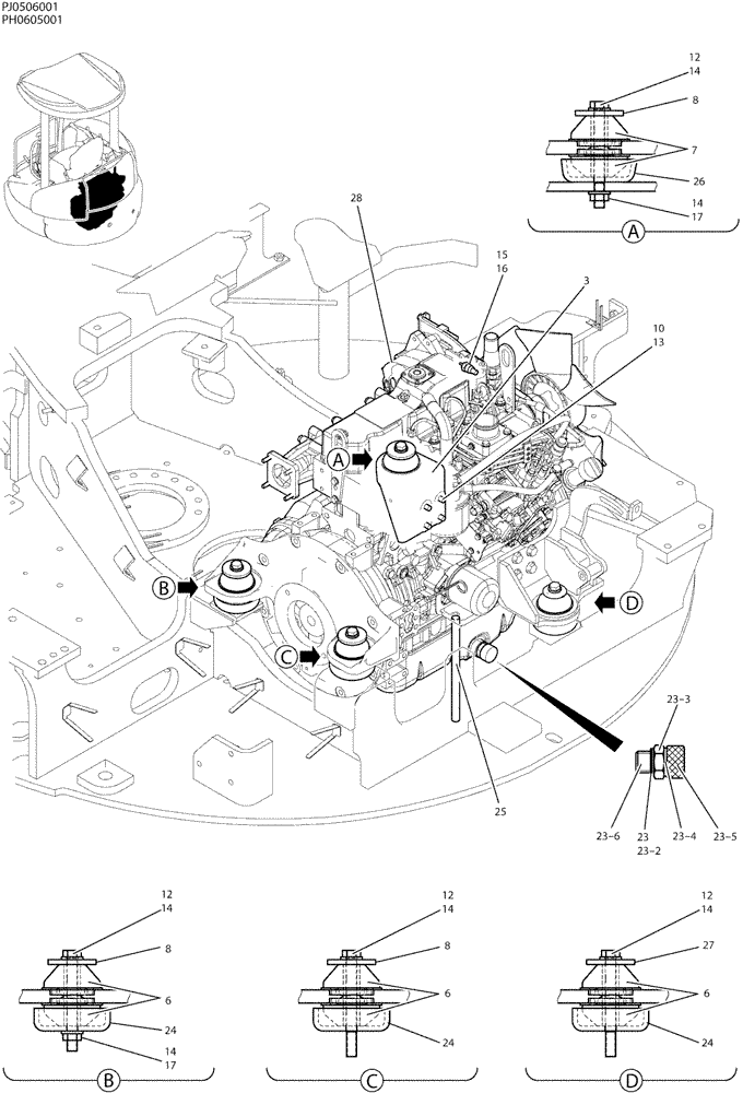 Схема запчастей Case CX50B - (05-002) - ENGINE INSTAL (COOLER) (10) - ENGINE