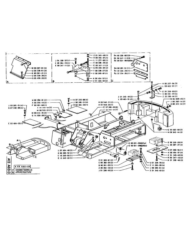 Схема запчастей Case 160CL - (013) - UPPERSTRUCTURE (05) - UPPERSTRUCTURE CHASSIS