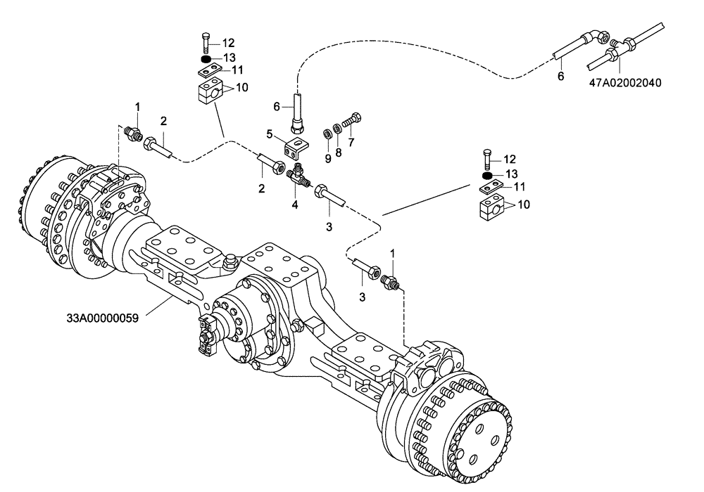 Схема запчастей Case 335B - (47A00001976[001]) - BRAKE LINES, REAR AXLE (87550407) (09) - Implement / Hydraulics / Frame / Brakes