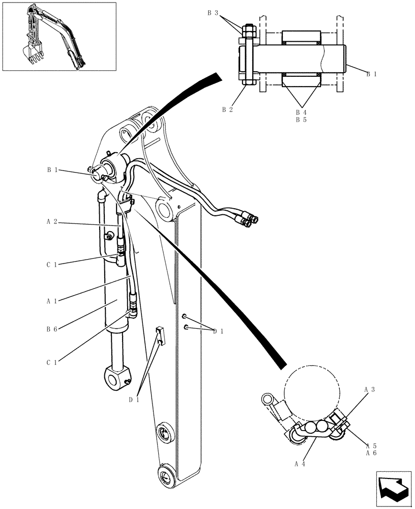 Схема запчастей Case CX31B - (610-01[1]) - ARM HYD.LINES (1,18M) (84) - BOOMS, DIPPERS & BUCKETS