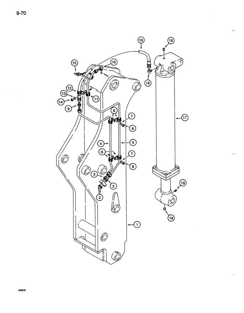 Схема запчастей Case 1085B - (9-070) - Y-BOOM ARM LUBRICATION LINES (09) - CHASSIS