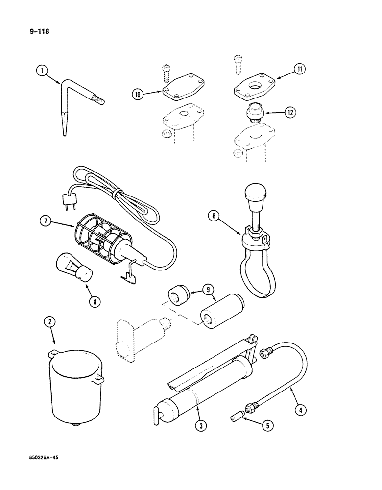 Схема запчастей Case 125B - (9-118) - TOOLS, P.I.N. 74251 THROUGH 74963, 21801 THORUGH 21868, 28601 AND AFTER, STANDARD TOOLS (09) - CHASSIS