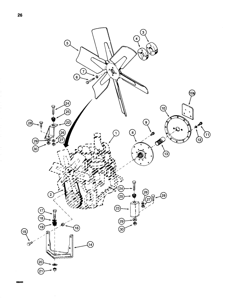 Схема запчастей Case 1280 - (026) - CASE ENGINE MOUNTING AND ADAPTING PARTS (01) - ENGINE