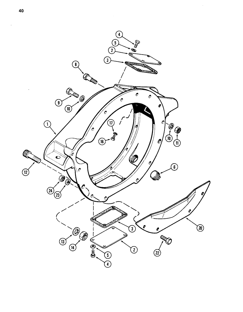 Схема запчастей Case 880C - (040) - FLYWHEEL HOUSING, 504BD DIESEL ENGINE (01) - ENGINE