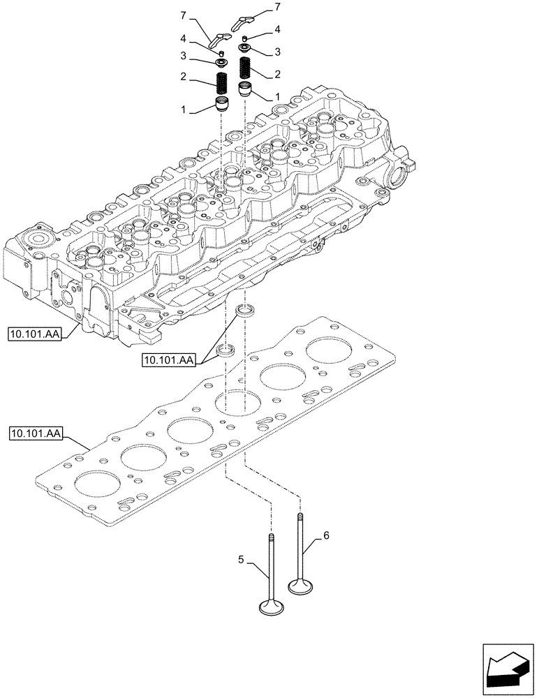 Схема запчастей Case F4HFA613M E001 - (10.101.AM) - CYLINDER HEAD, VALVE (10) - ENGINE