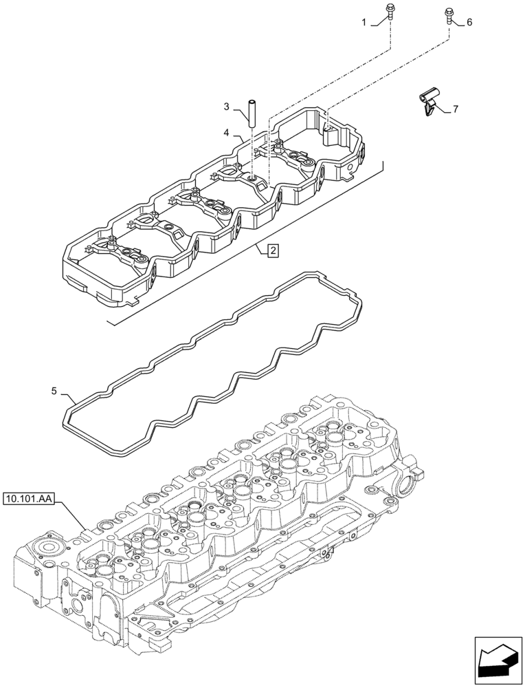 Схема запчастей Case F4HFA613L E001 - (10.106.AO[02]) - ROCKER ARM, HOUSING & COVERS (10) - ENGINE