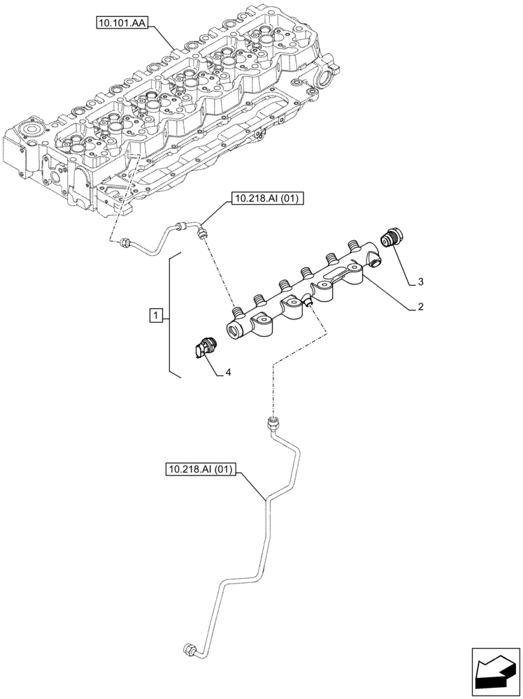 Схема запчастей Case F4HFE613F A001 - (10.218.AA) - COMMON RAIL (10) - ENGINE